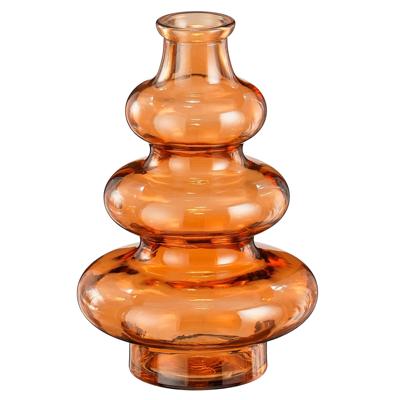 Bloemenvaas Sira - transparant glas - oranje - D14,5 x H22 cm - vaas - sierlijk model