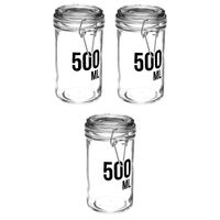 3x stuks inmaakpotten/voorraadpotten 0,5L glas met beugelsluiting - Voorraadpot