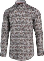 Blue Industry Heren Overhemd Grijs Met Blader Print Perfect Fit - thumbnail