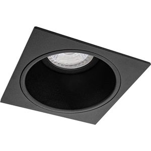 Spot Armatuur GU10 - Pragmi Minko Pro - GU10 Inbouwspot - Vierkant - Zwart - Aluminium - Verdiept - 90mm