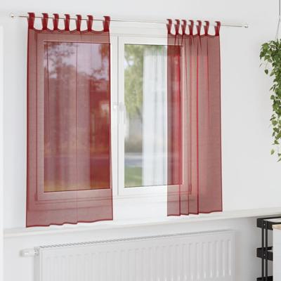 Gordijnen voile met roedezakken 2 st wijnrood