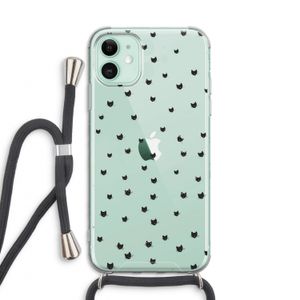 Kleine kattenkopjes: iPhone 11 Transparant Hoesje met koord