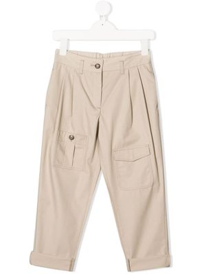 Dolce & Gabbana Kids pantalon plissé à poches multiples - Tons neutres