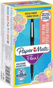 Paper Mate fineliner Flair Original, value pack van 36 stuks (30 + 6 gratis), zwart