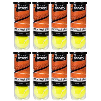 Sportx Tennisballen - 24x - geel - rubber/katoen - in koker - standaard formaat - buitenspeelgoed