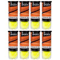 Sportx Tennisballen - 24x - geel - rubber/katoen - in koker - standaard formaat - buitenspeelgoed
