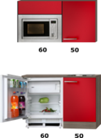 Kitchenette 110cm met magnetron koelkast en kookplaat OPTI-051 - thumbnail
