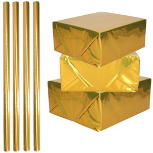 4x Rollen inpakpapier / cadeaufolie metallic goud 200 x 70 cm