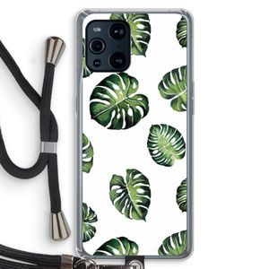 Tropische bladeren: Oppo Find X3 Transparant Hoesje met koord