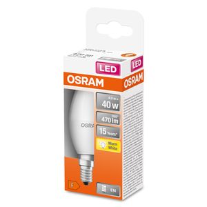 OSRAM 4058075431072 LED-lamp Energielabel F (A - G) E14 Kaars 4.9 W = 40 W Warmwit (Ø x l) 37 mm x 100 mm 1 stuk(s)