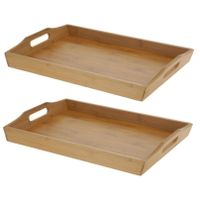 Set van 2x stuks bamboehouten dienbladen/serveerbladen 43 cm