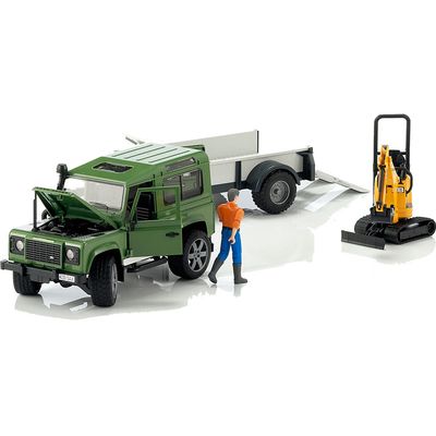 bruder Land Rover Defender met CB 8010 CTS-micrograafmachine modelvoertuig