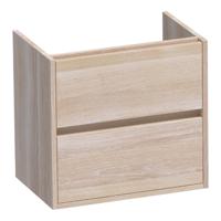 Brauer Adore - Onderkast Ondiep - 60 cm - met 2 Softclose Lades Greeploos en 1 Sifon Uitsparing - Lamellen Eiken Wit