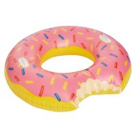Roze opblaasbaar donut zwemband / zwemring 104 cm - thumbnail