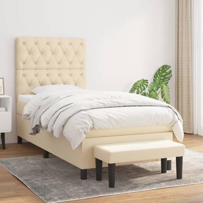 Boxspring met matras stof crèmekleurig 80x200 cm