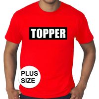 Grote maten rood t-shirt heren met tekst Topper in zwarte balk 4XL  -