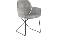 Goossens Excellent Eetkamerstoel Manzini grijs velvet stof met armleuning, modern design