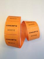 Consumptiebonnen op rol oranje 500 p rol