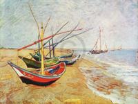 Kunstdruk Vincent Van Gogh - Barche sulla spiaggia 80x60cm