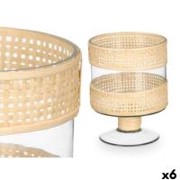 Kaarshouder Gift Decor Transparant Natuurlijk Glas Rotan 15 x 20 x 15 cm (6 Stuks)