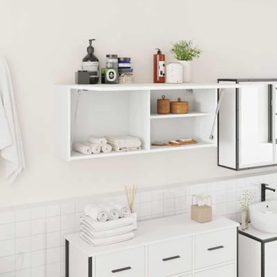 Badkamerwandkast 100x25x40 cm bewerkt hout wit