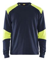 Blåkläder Vlamvertragend T-Shirt lange mouwen 34571761 | Marine/High-Vis Geel | Maat M - 7330509725634