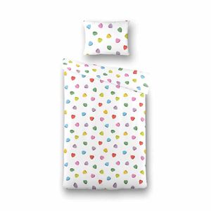 Kinderdekbedovertrek Candy Hearts - 140x200 cm Meerkleurig - Dessin: Romantisch - Fresh and Co Kids - Dekbed-Discounter.nl