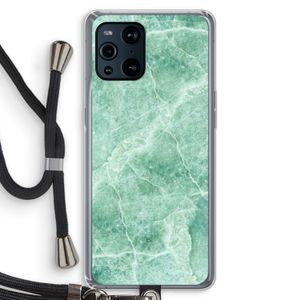 Groen marmer: Oppo Find X3 Pro Transparant Hoesje met koord