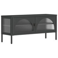 The Living Store TV-meubel - Elegant en praktisch - 105 x 35 x 50 cm - Gepoedercoat staal en glas met geribbeld reliëf - thumbnail