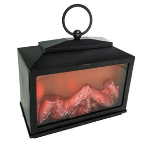 Sfeerhaard/open haard - lantaarn - led verlichting - L18 x H18 cm