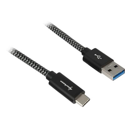 Sharkoon usb 3.2 kabel, usb-a > usb-c (zwart/grijs, 0,5 meter)
