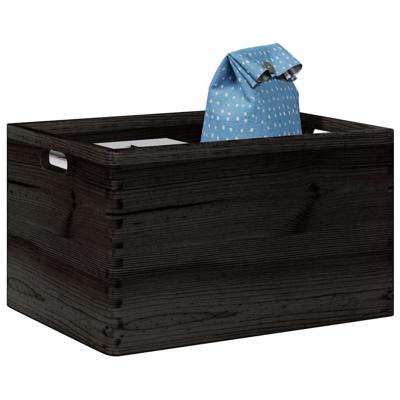 VidaXL Houten kist met handvatten 40x30x23 cm massief grenenhout zwart