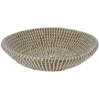 Fruitschaal/fruitmand Rattan - gevlochten riet - D30 x H6 cm - naturel - rond - opberg mandjes