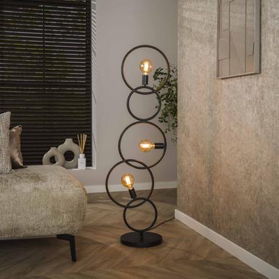 LifestyleFurn Vloerlamp 'Davion' 3-lamps, Artic Black finish