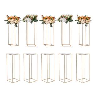 VEVOR Set van 10 vierkante bloemenkrukken 28 x 28 x 80 cm bloemenstandaard ijzeren bijzettafel moderne bloemenzuil goud galvaniseren plantenkruk plantenstandaard metalen standaard voor de decoratie van bars hotels café's