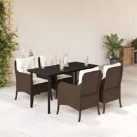 5-delige Tuinset met kussens poly rattan bruin