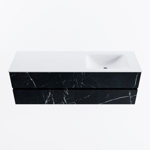 MONDIAZ VICA 150cm badmeubel onderkast Marquina 4 lades. Wastafel CLOUD rechts 1 kraangat, kleur Talc.