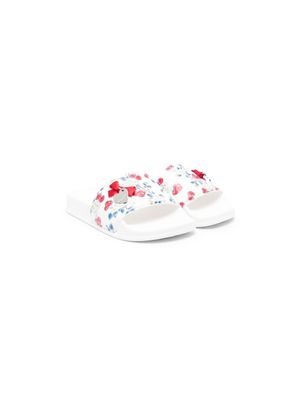 Monnalisa claquettes à imprimé graphique - Blanc