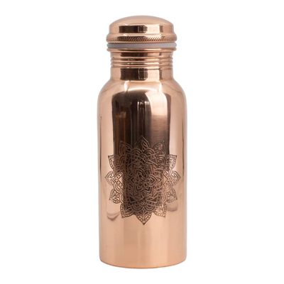 Spiru Koperen Waterfles Mandala Geëtst - 500 ml
