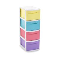 Ladeblok/bureau organizer met 4x lades - multi kleuren - L39 x B28.5 x H78 cm - kunststof - thumbnail