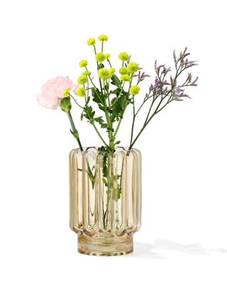 HEMA Vaas Ø12x18cm Glas Ribbel Geel (geel)