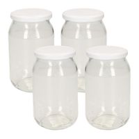 Weckpot/inmaakpot met schroefdeksel - 4x stuks - 900 ml - wit