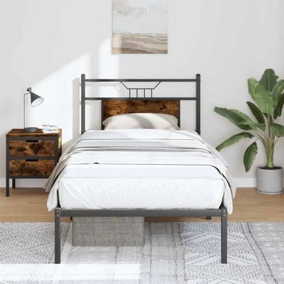 Bedframe zonder matras hout gerookt eikenkleurig 90x190 cm