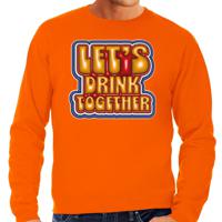 Koningsdag sweater voor heren - let's drink together - oranje - oranje feestkleding - thumbnail