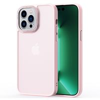 Lunso - iPhone 15 Plus - Back cover hoesje - Metalen ring Lichtroze