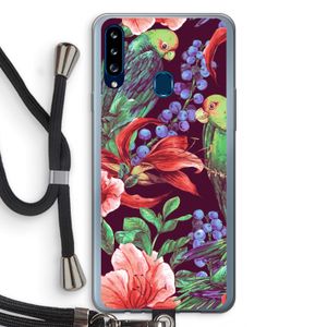 Papegaaien: Samsung Galaxy A20s Transparant Hoesje met koord