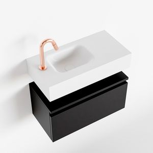 Toiletmeubel Mondiaz Andor | 60 cm | Meubelkleur Urban | Lex vrijhangend wastafel Talc Links | 1 kraangat