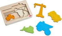 Haba vormenpuzzel Bouwvoertuigen junior hout 5 stukjes - thumbnail