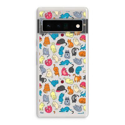 Kleurrijke katten: Google Pixel 6 Pro Transparant Hoesje