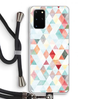 Gekleurde driehoekjes pastel: Samsung Galaxy S20 Plus Transparant Hoesje met koord